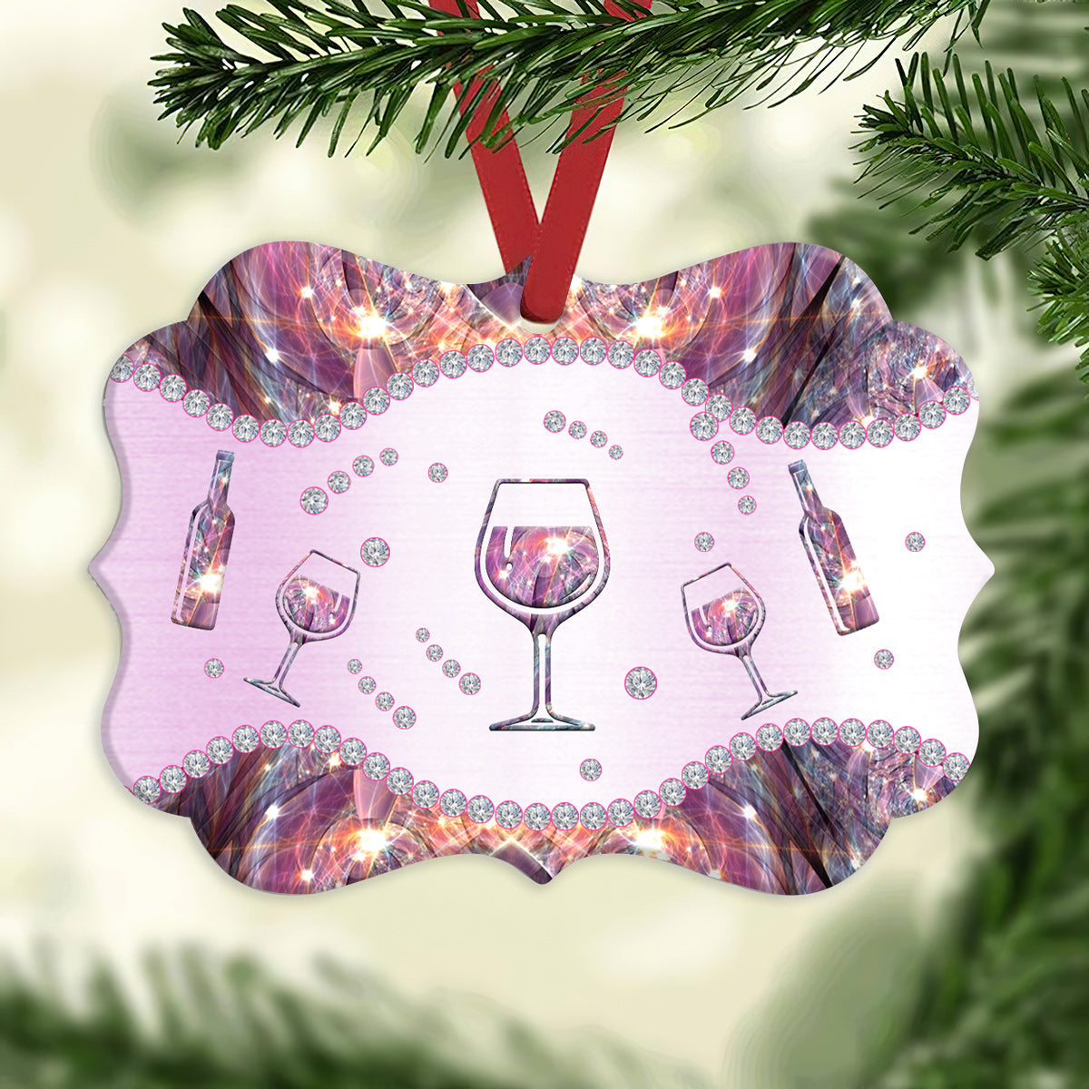 Wine Jewelry Style For Wine Lovers Metal Ornament - Christmas Ornament - Christmas Gift