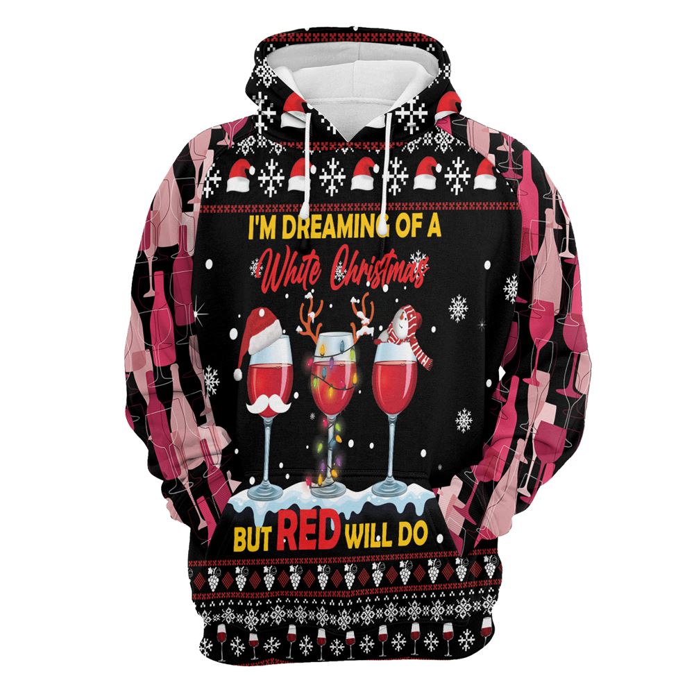 Wine Red Christmas All Over Print 3D Hoodie For Men And Women, Best Gift For Dog lovers, Best Outfit Christmas