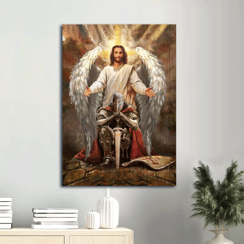 Wings Jesus Painting Warrior Of God Religious Art Sword Of Truth Canvas Wall Art - Christian Gift