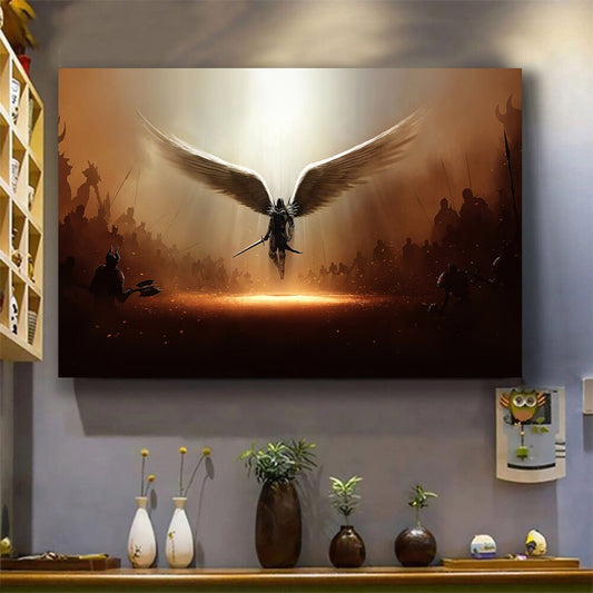 Wings Of God Warrior Canvas Wall Art - Christian Poster - Religious Wall Decor
