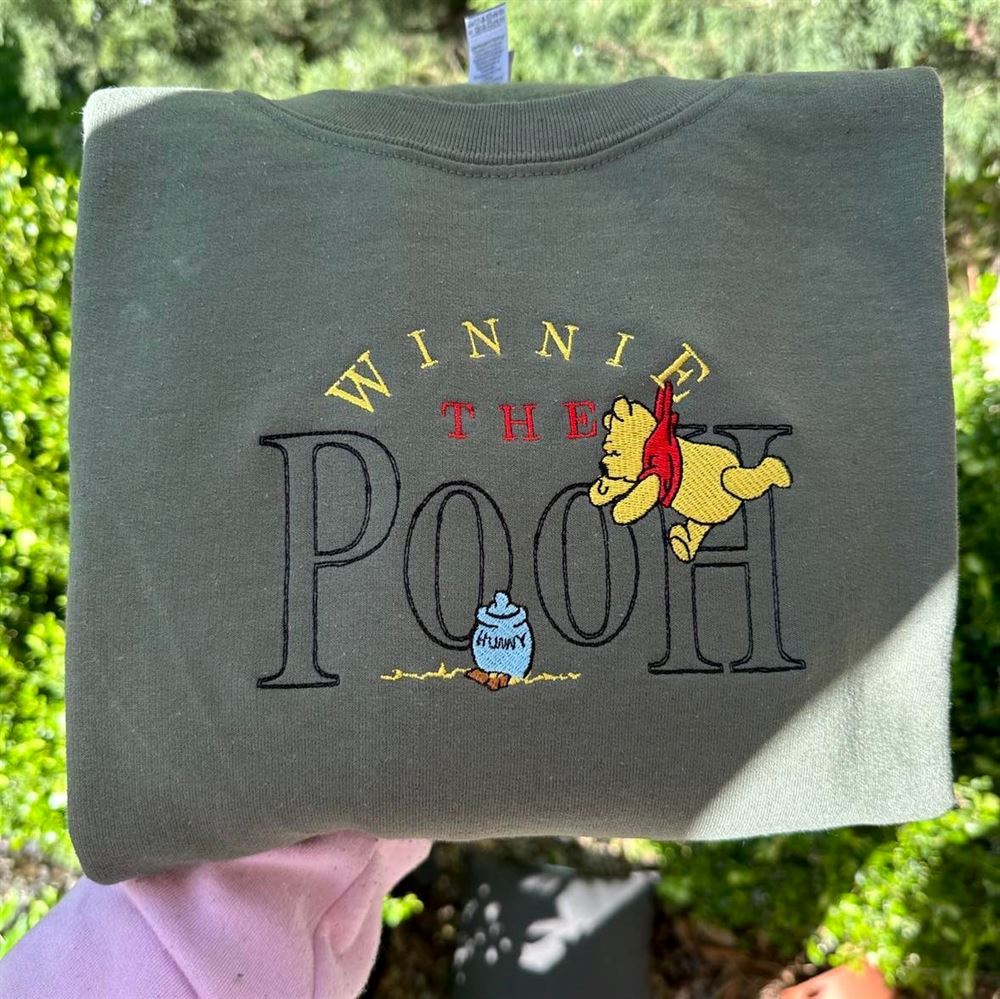 Winnie The Pooh Embroidered Sweatshirt Custom Embroidered Winnie The Pooh, Women's Embroidered Sweatshirts