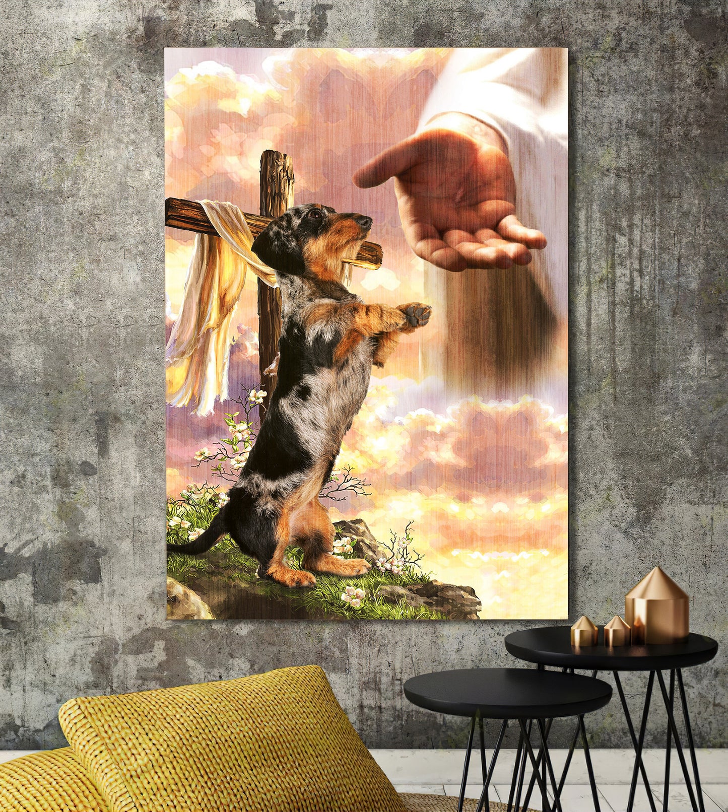 Wirehaired Dachshund God Hand Photo Canvas - Canvas Decor Ideas