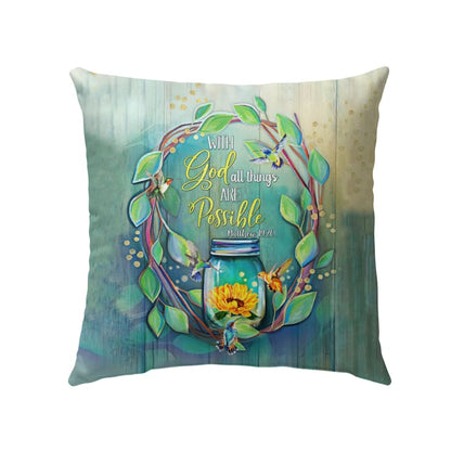 With God All Things Are Possible Christian Pillow