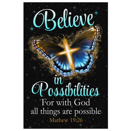 With God All Things Are Possible Cross Butterfly Bible Verse Canvas Wall Art - Christian Canvas Prints - Bible Verse Canvas