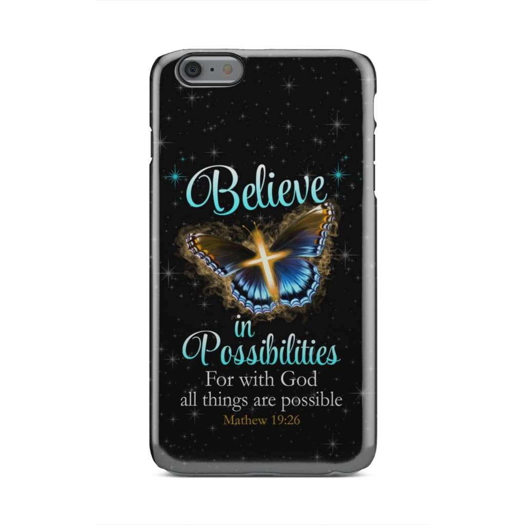 With God All Things Are Possible Cross Butterfly Bible Verse Phone Case - Inspirational Bible Scripture iPhone Cases