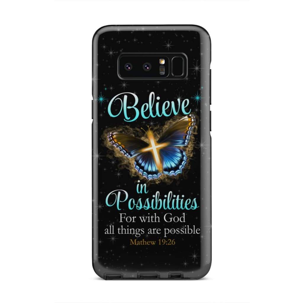 With God All Things Are Possible Cross Butterfly Bible Verse Phone Case - Inspirational Bible Scripture iPhone Cases