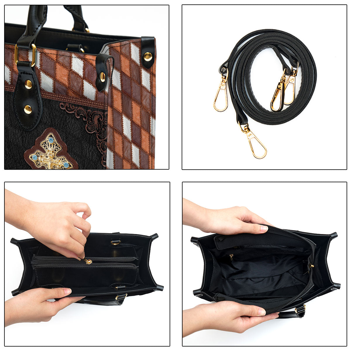 With God All Things Are Possible Cross Leather Handbag - Religious Gifts For Women - Women Pu Leather Bag