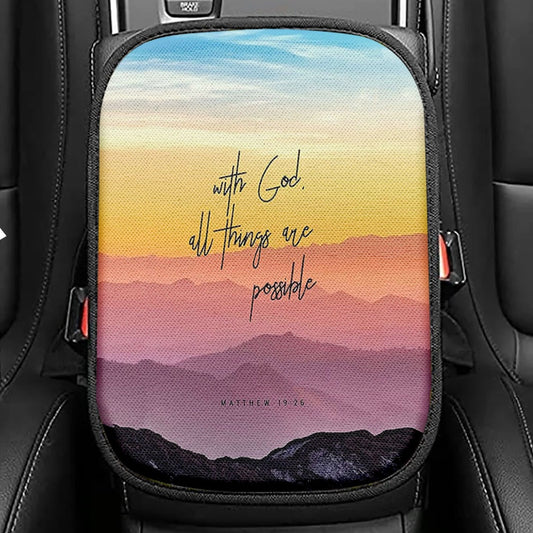 With God All Things Are Possible Mark 10 27 Seat Box Cover, Religious Car Center Console Cover, Christian Car Interior Accessories
