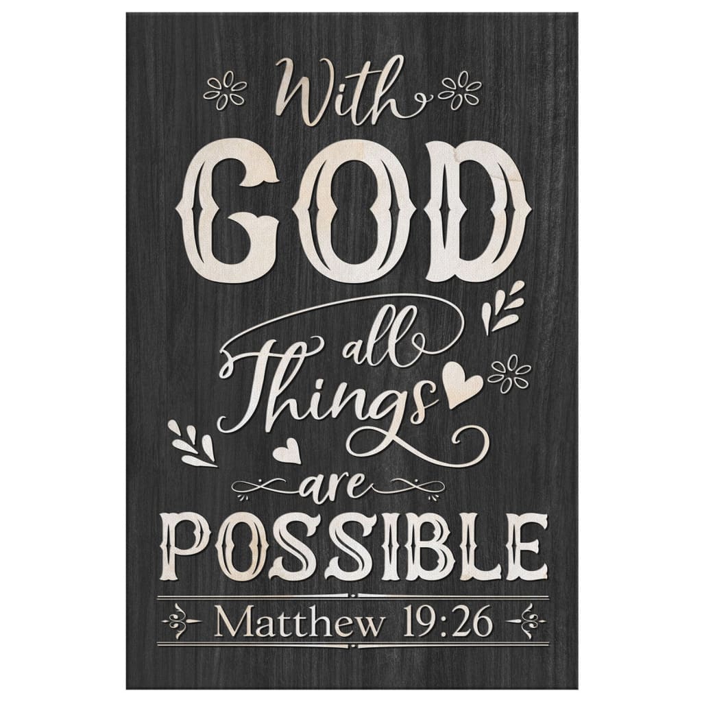 With God All Things Are Possible Matthew 1926 Bible Verse Canvas Art - Bible Verse Canvas - Scripture Wall Art