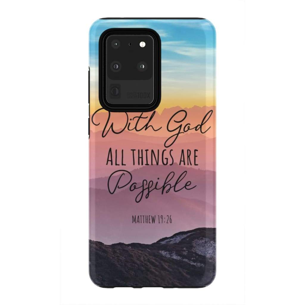 With God All Things Are Possible Matthew 1926 Bible Verse Phone Case - Inspirational Bible Scripture iPhone Cases