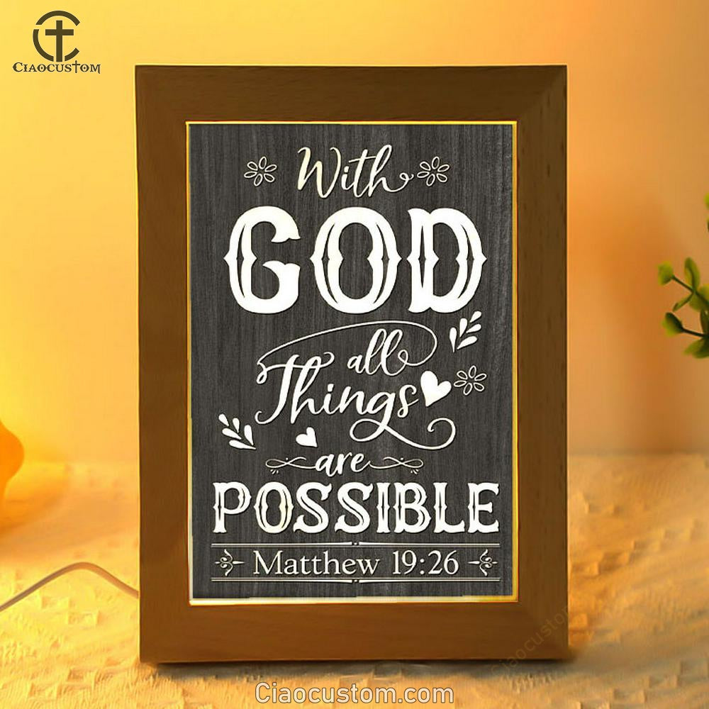 With God All Things Are Possible Matthew 1926 Bible Verse Wooden Lamp With god all things are possible matthew 1926 bible verse wooden lamp