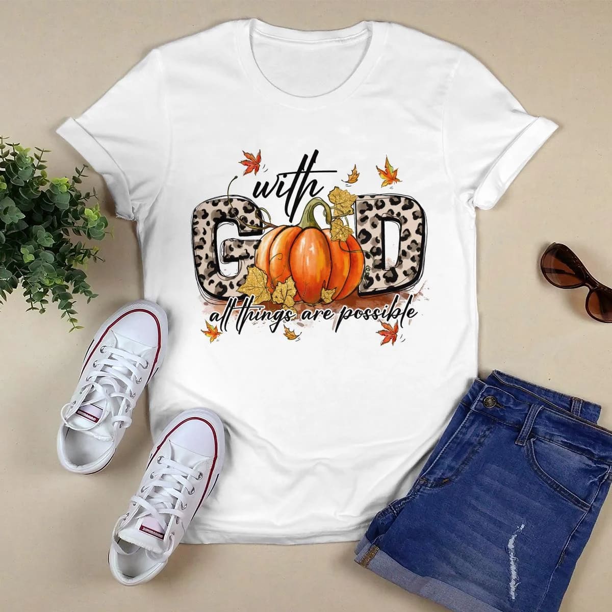 With God All Things Are Possible, Pumpkin, Fall, God T-Shirt, Jesus Sweatshirt Hoodie, Faith T-Shirt