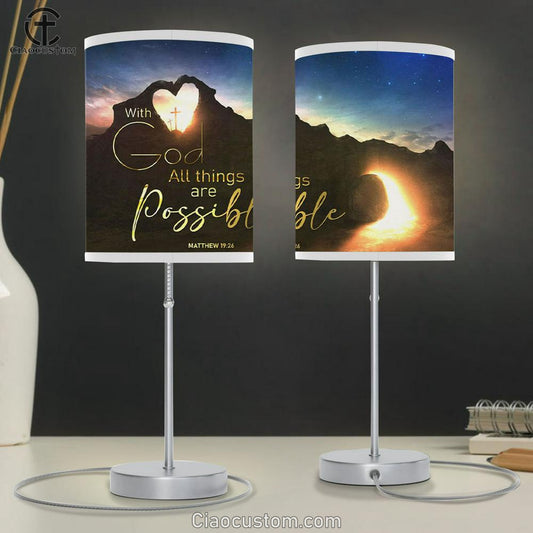With God All Things Are Possible Table Lamp For Bedroom - Christian Easter Gifts - Christian Room Decor