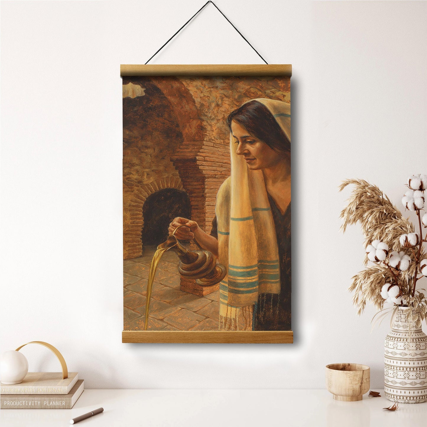 With Oil I Anoint Thee Hanging Canvas Wall Art - Christan Wall Decor - Religious Canvas