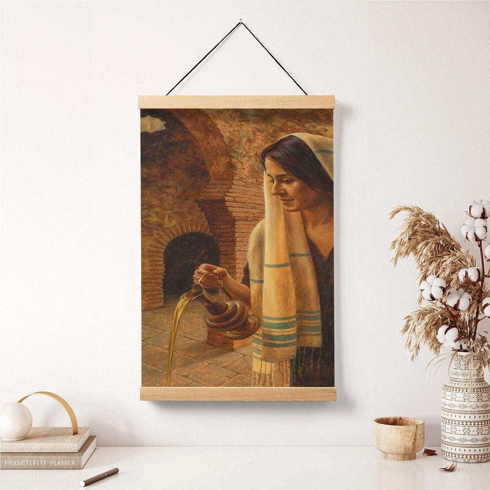 With Oil I Anoint Thee Hanging Canvas Wall Art - Christan Wall Decor - Religious Canvas