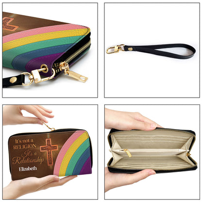 With Wristlet Strap Handle Cross & Rainbow Christ Gifts For Religious Women Clutch Purse For Women - Personalized Name - Christian Gifts For Women