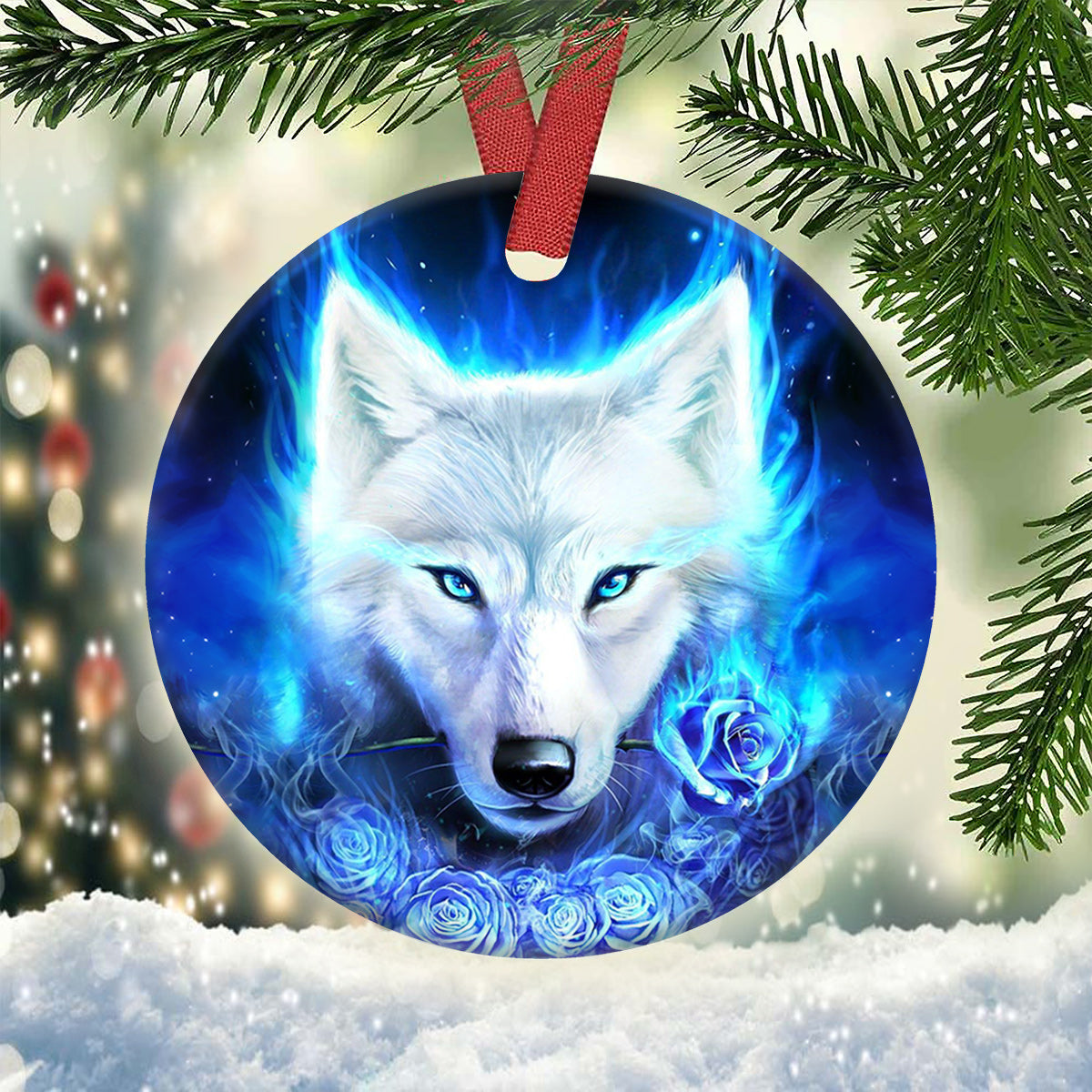 Wolf 2 Ceramic Circle Ornament - Decorative Ornament - Christmas Ornament