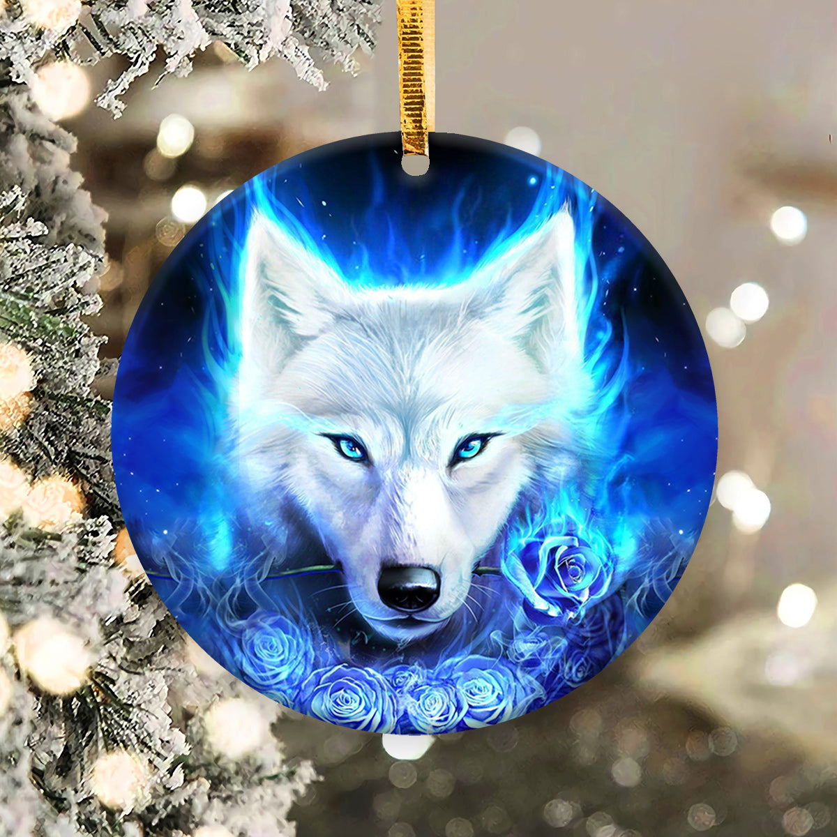 Wolf 2 Ceramic Circle Ornament - Decorative Ornament - Christmas Ornament