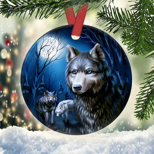 Wolf 3 Ceramic Circle Ornament - Decorative Ornament - Christmas Ornament