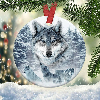 Wolf Circle Ornament - Christmas Ornament - Ciaocustom