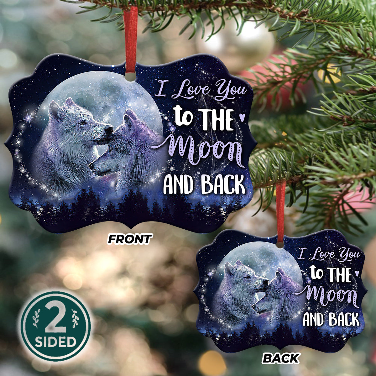Wolf Couple 2 Metal Ornament - Christmas Ornament - Christmas Gift