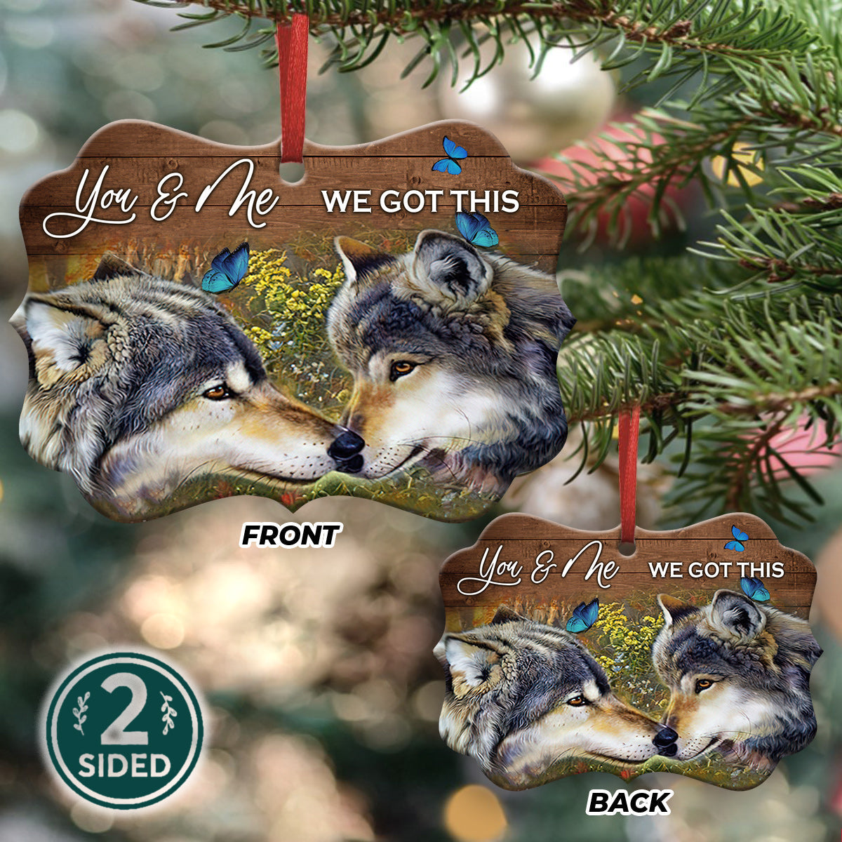 Wolf Couple 4 Metal Ornament - Christmas Ornament - Christmas Gift