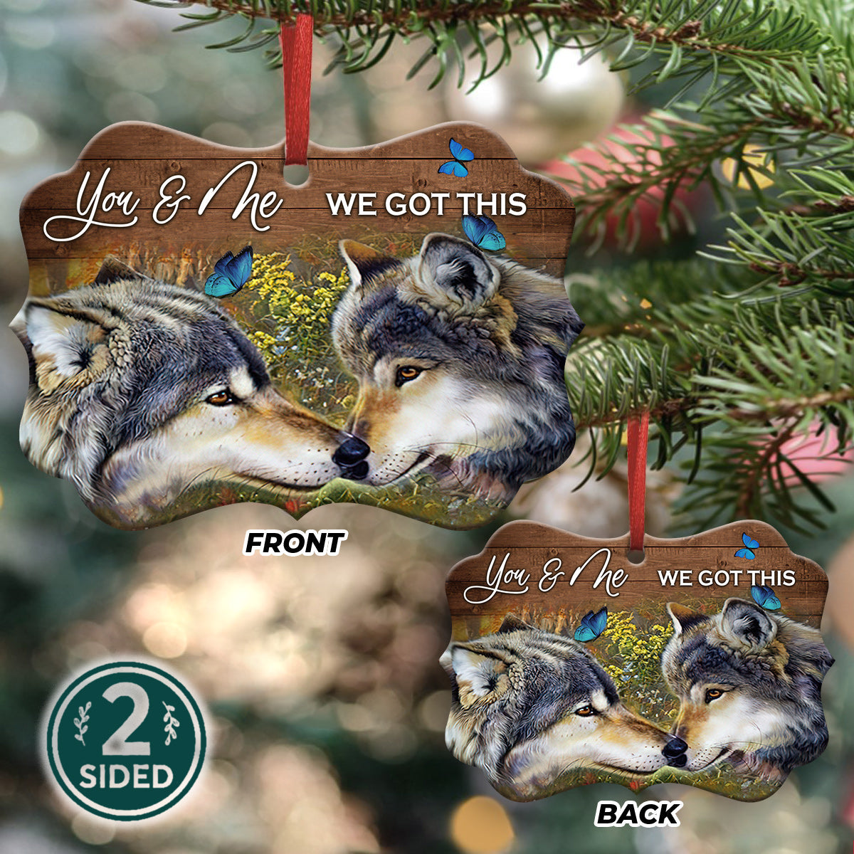 Wolf Couple Ornament - Christmas Ornament - Ciaocustom