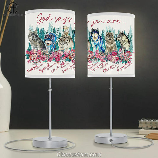 Wolf God Says You Are Table Lamp For Bedroom - Bible Verse Lamp Art - Christian Home Decor
