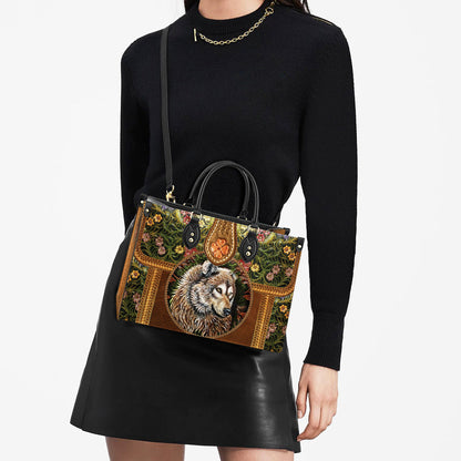 Wolf Leather Style Flower Leather Bag - Gift For Wolf Lovers - Women's Pu Leather Bag