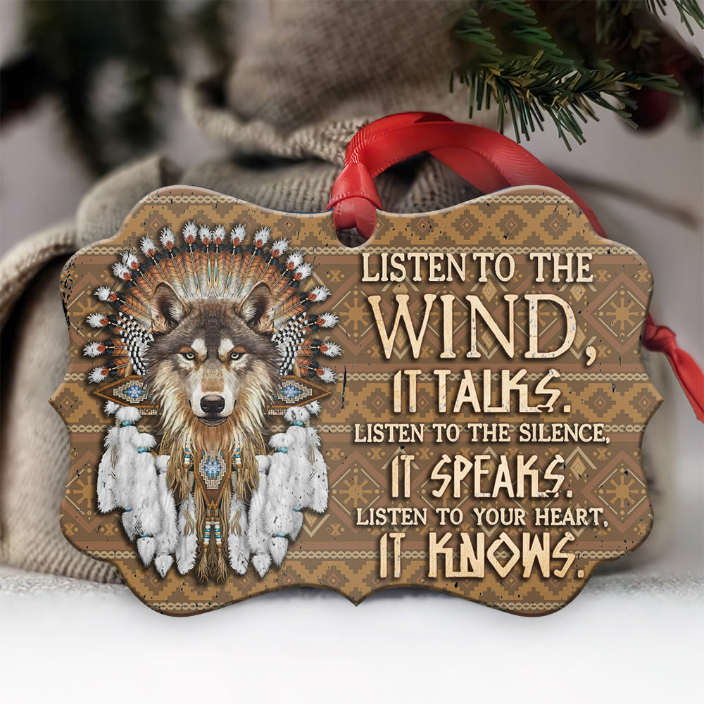 Wolf Native American 1 Metal Ornament - Christmas Ornament - Christmas Gift