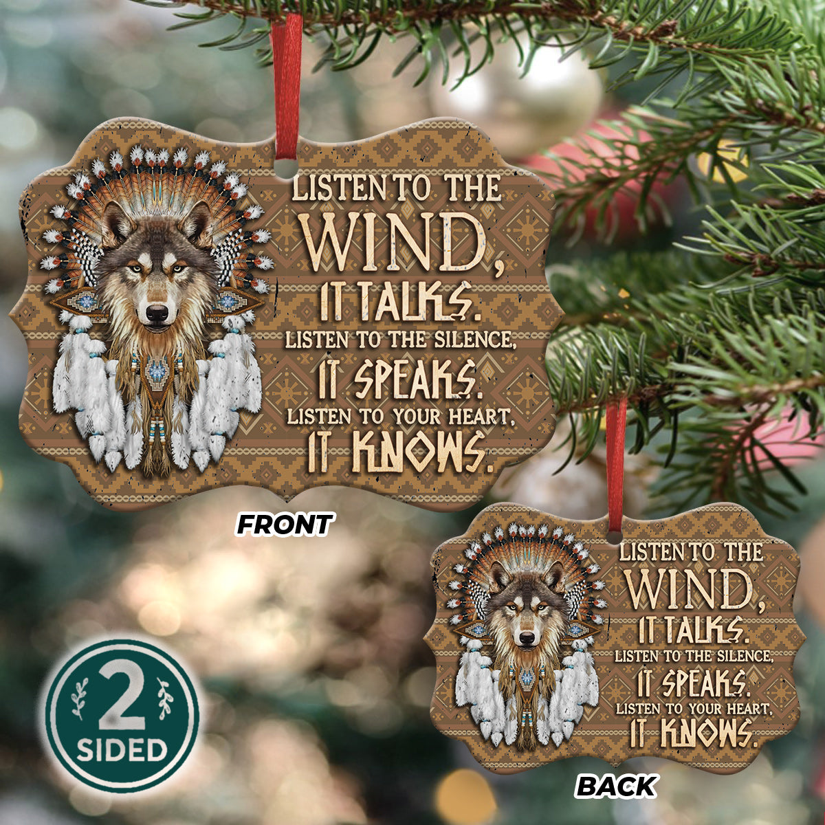 Wolf Native American 1 Metal Ornament - Christmas Ornament - Christmas Gift
