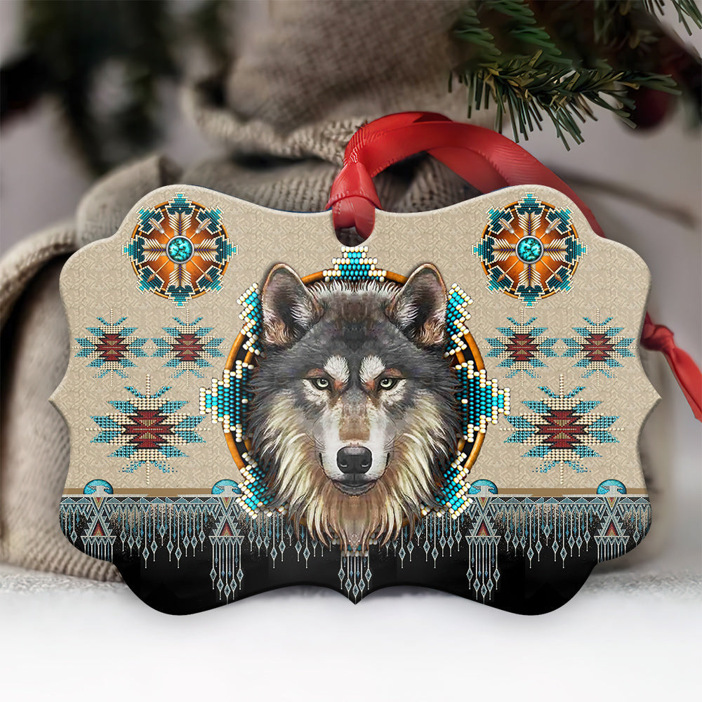 Wolf Native American 2 Metal Ornament - Christmas Ornament - Christmas Gift