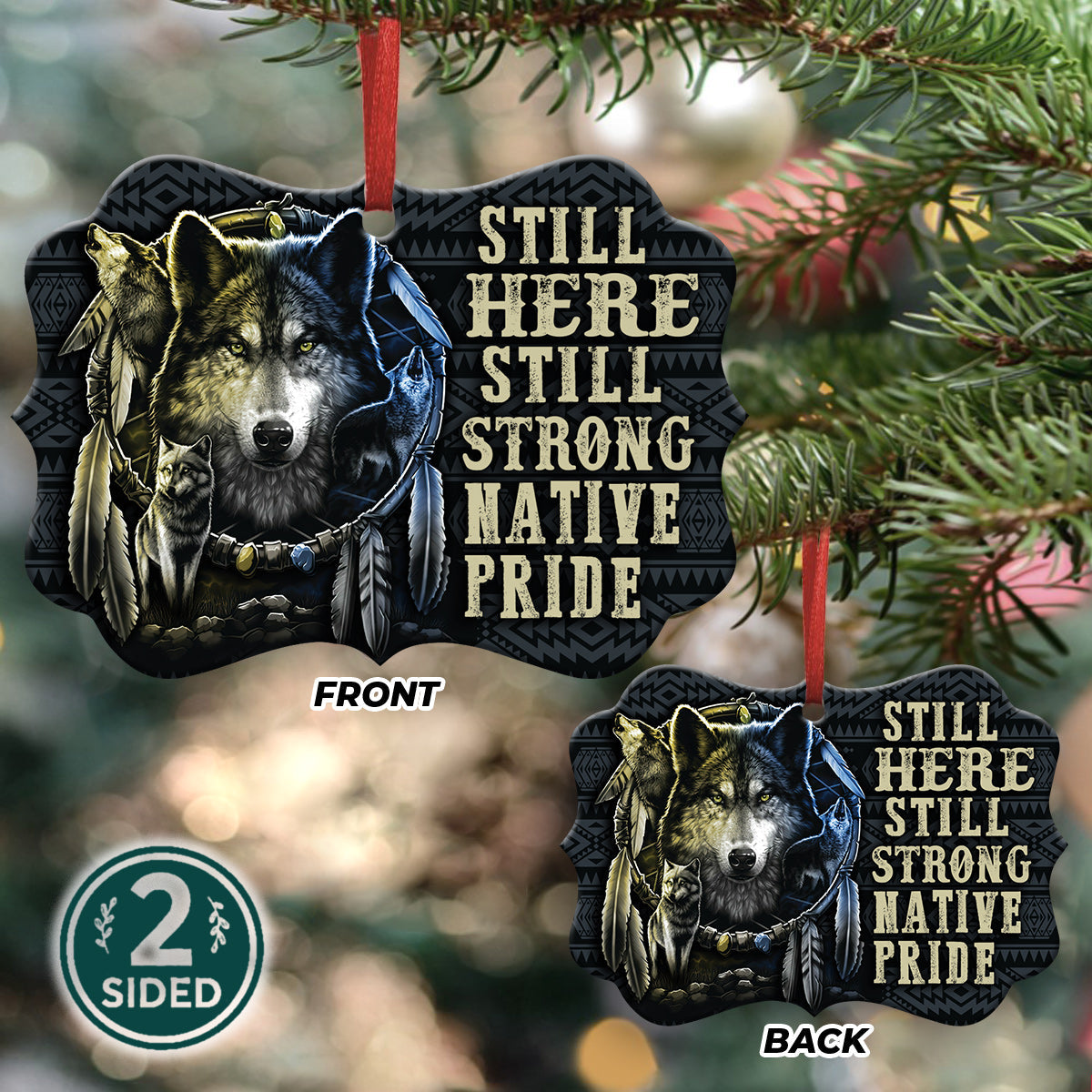 Wolf Native American 3 Metal Ornament - Christmas Ornament - Christmas Gift