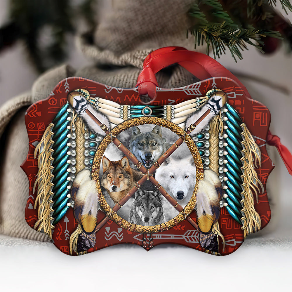 Wolf Native American 4 Metal Ornament - Christmas Ornament - Christmas Gift
