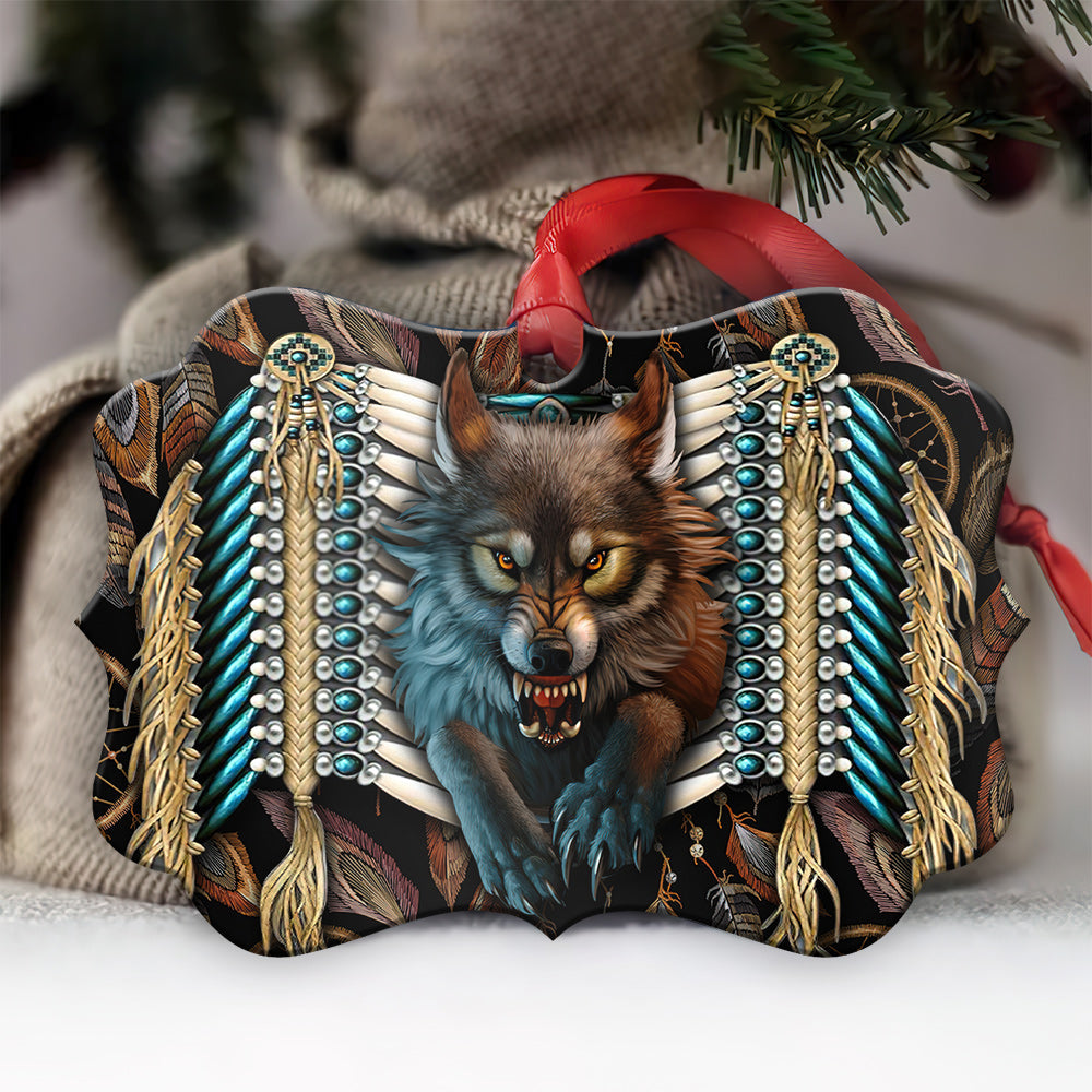 Wolf Native American 6 Metal Ornament - Christmas Ornament - Christmas Gift