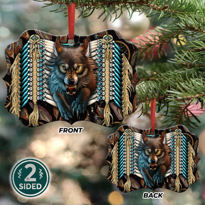Wolf Native American 6 Metal Ornament - Christmas Ornament - Christmas Gift