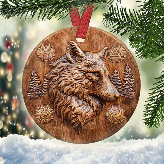 Wolf Viking 2 Ceramic Circle Ornament - Decorative Ornament - Christmas Ornament