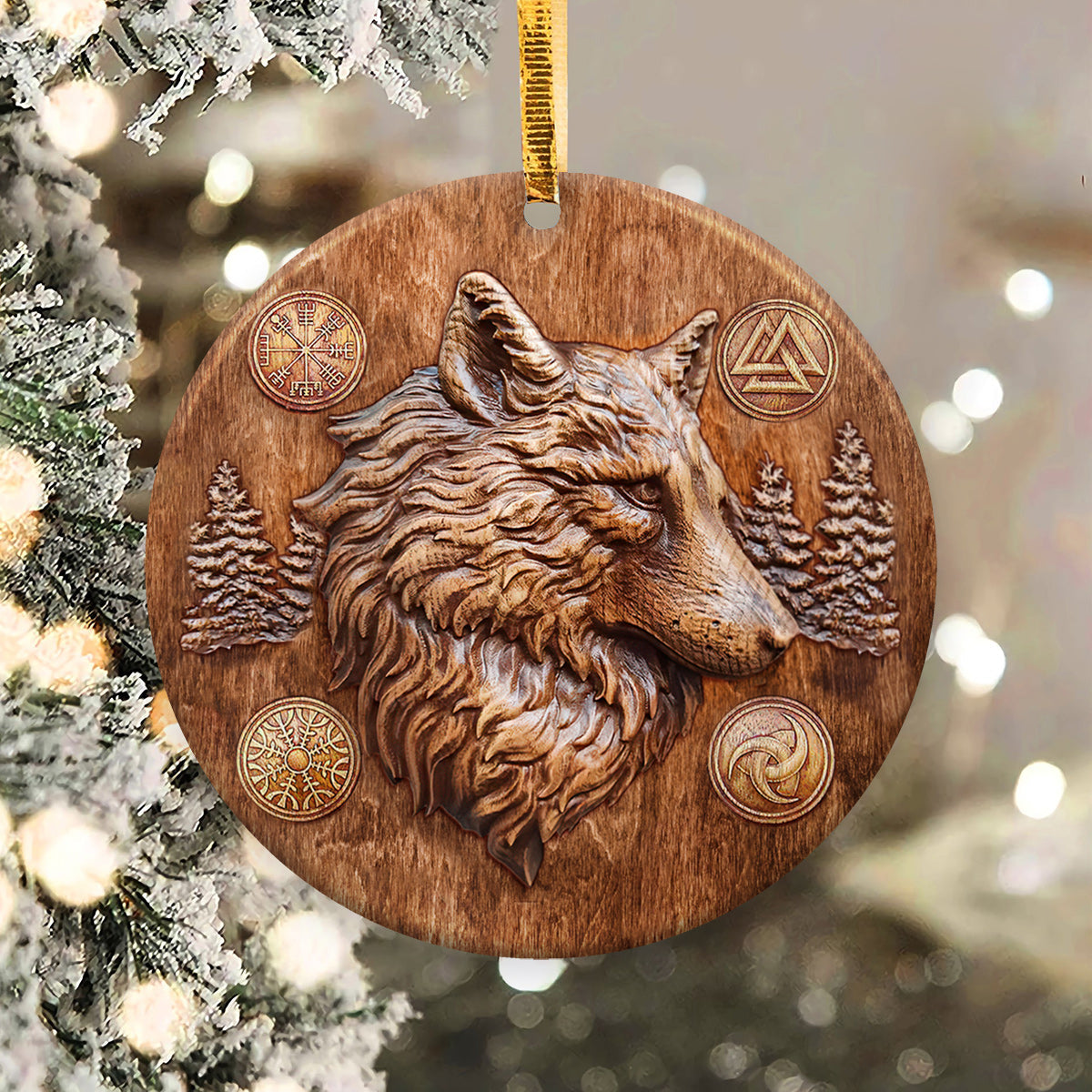 Wolf Viking 2 Ceramic Circle Ornament - Decorative Ornament - Christmas Ornament
