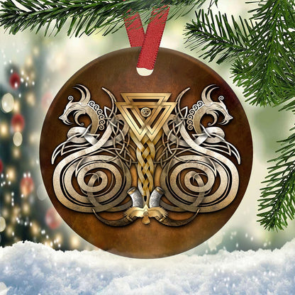 Wolf Viking 3 Ceramic Circle Ornament - Decorative Ornament - Christmas Ornament