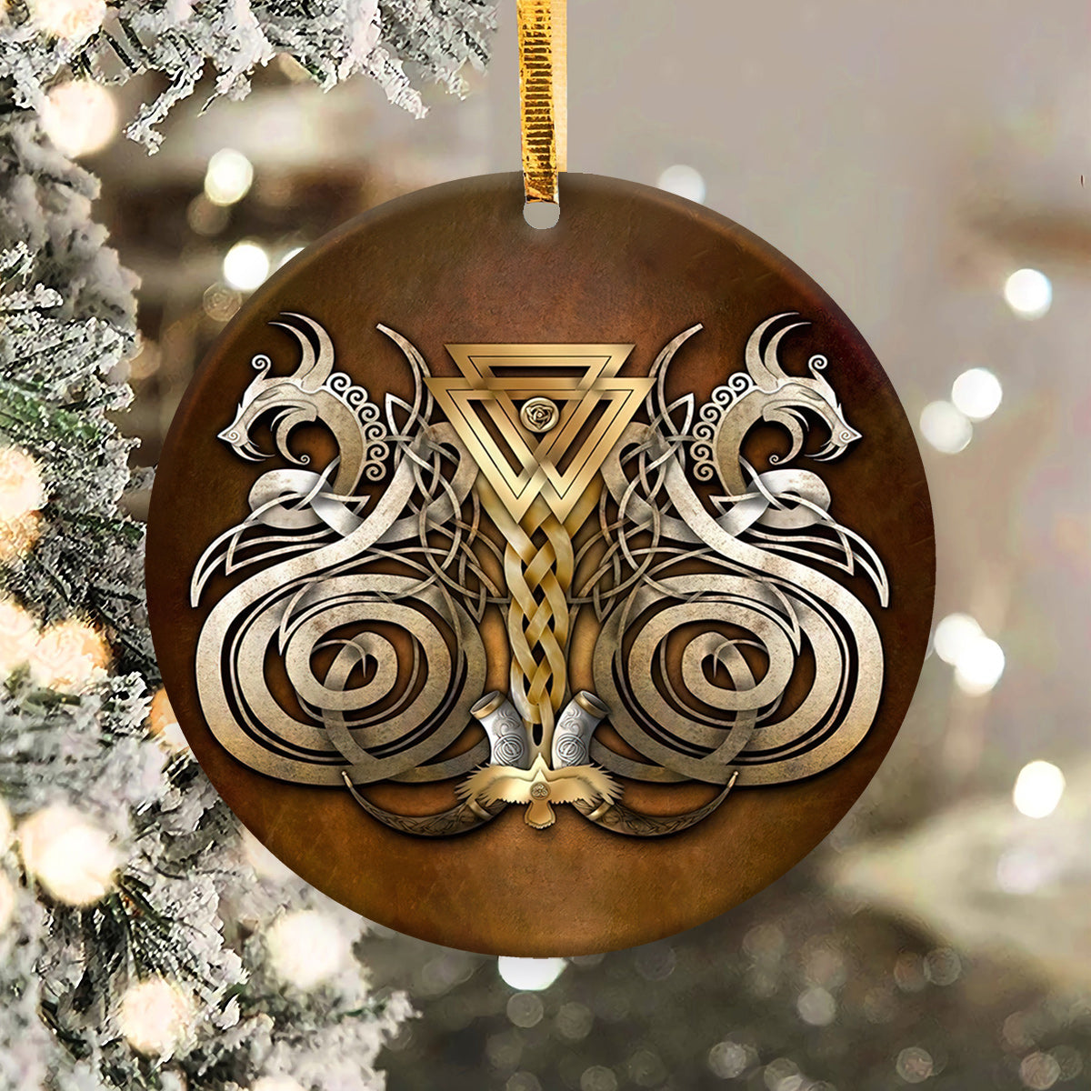 Wolf Viking 3 Ceramic Circle Ornament - Decorative Ornament - Christmas Ornament