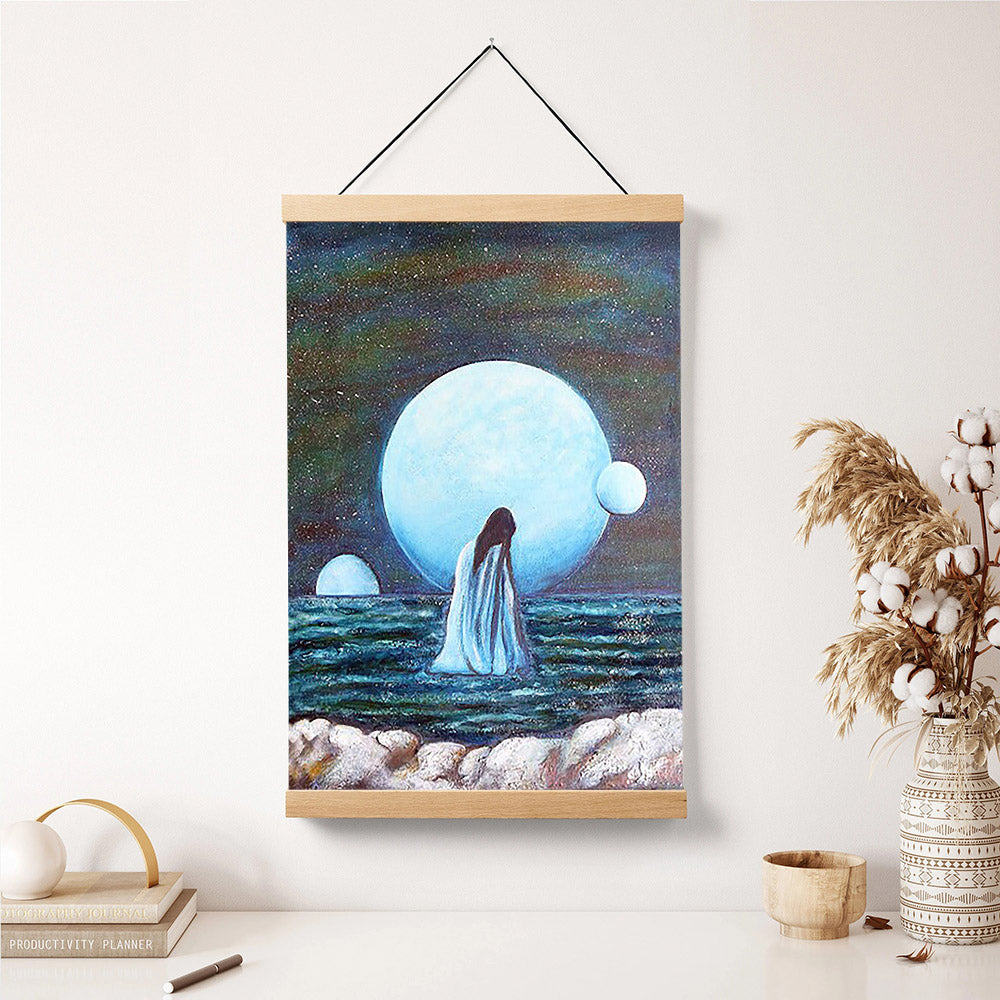 Woman And Planets Painting Hanging Canvas Wall Art - Canvas Wall Decor - Home Decor Living Room