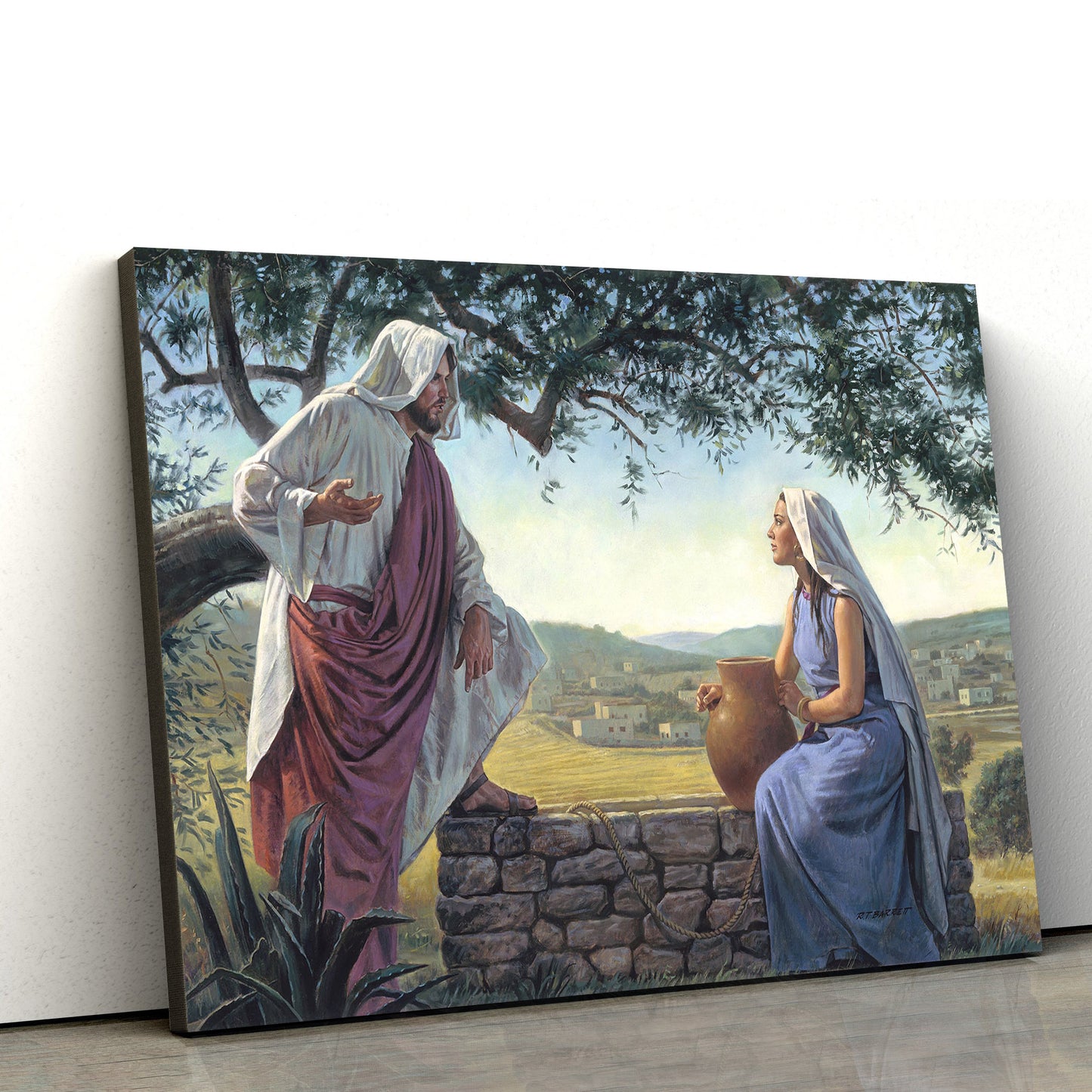 Woman At The Well Canvas Picture - Jesus Canvas Wall Art - Christian Wall Art