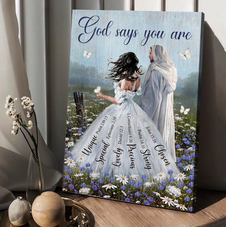 Woman Jesus Christ Painting - God Says You Are Canvas Wall Art - Christian Wall Posters - Religious Wall Decor