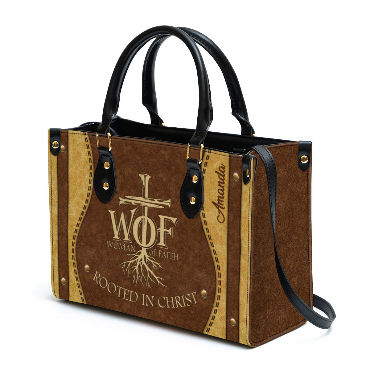Woman Of Faith Beautiful Personalized Lion Leather Bag For Women - Religious Gifts For Women