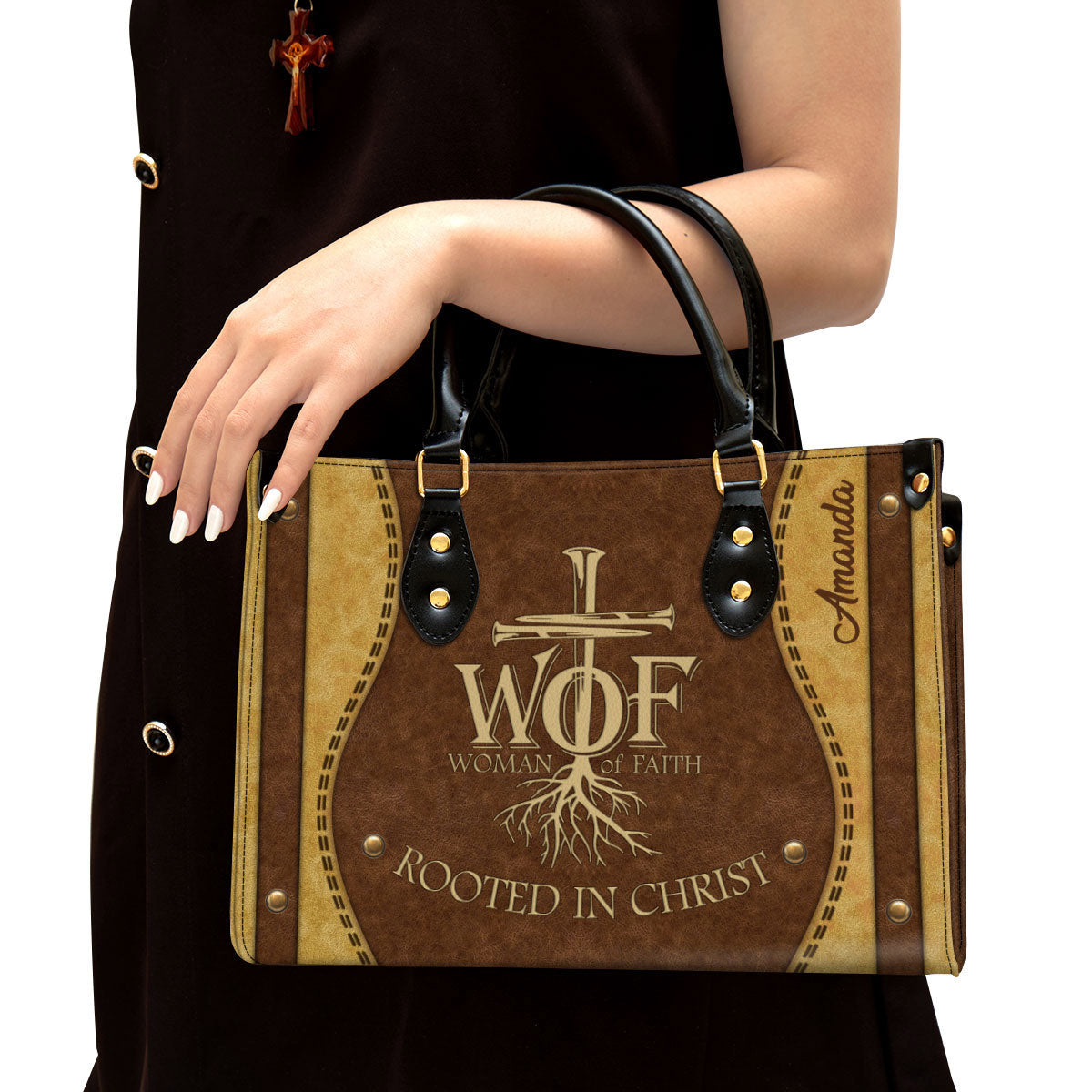 Woman Of Faith Beautiful Personalized Lion Leather Bag For Women - Religious Gifts For Women
