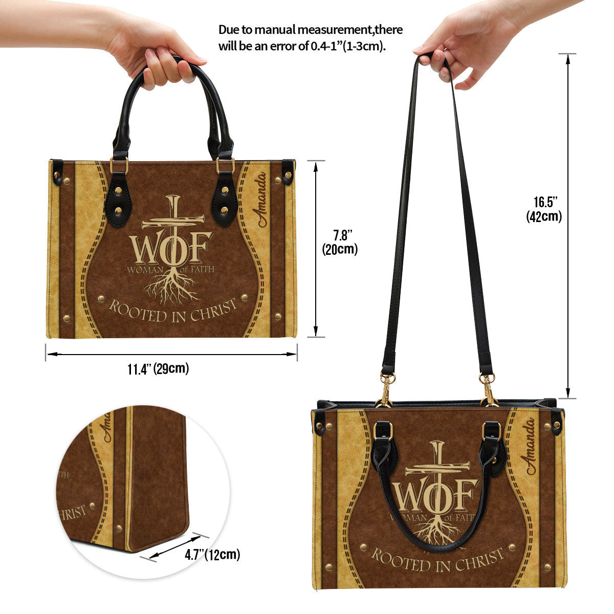 Woman Of Faith Beautiful Personalized Lion Leather Bag For Women - Religious Gifts For Women