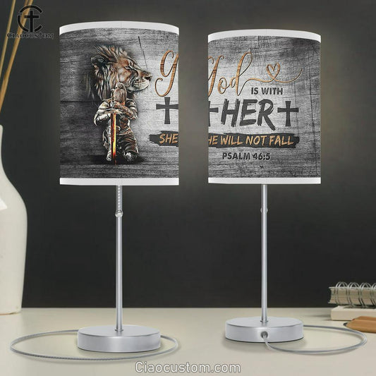 Woman Warrior Lion God Is With Her Table Lamp Art - Bible Verse Lamp Art - Room Decor Christian