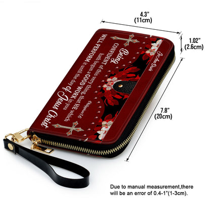 Women Clutch Purse - Being Confident Of This Very Thing Philippians 16 Flower And Cross Personalized Clutch Purse