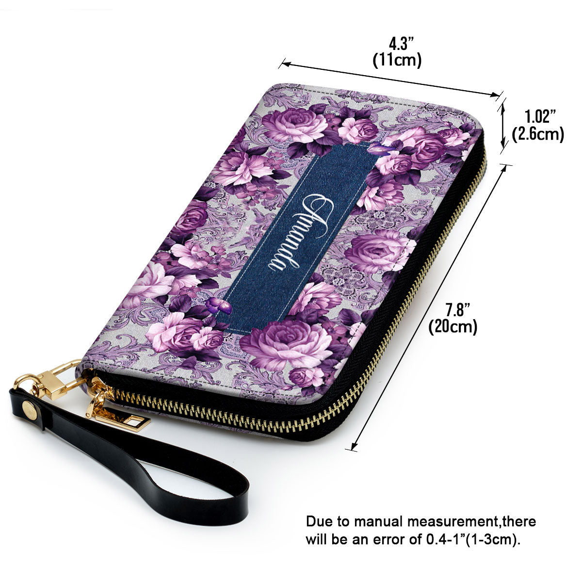 Women Clutch Purse - Butterfly And Roses Beautiful Personalized Leather Clutch Purse For Women A Warrior Of Christ