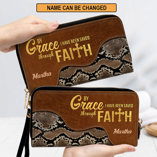 Women Clutch Purse - By Grace I Have Been Saved Though Faith - Unique Personalized Clutch Purse